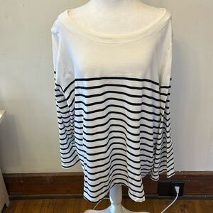 Ellis black white striped long sleeve shirt Size 2X EUC